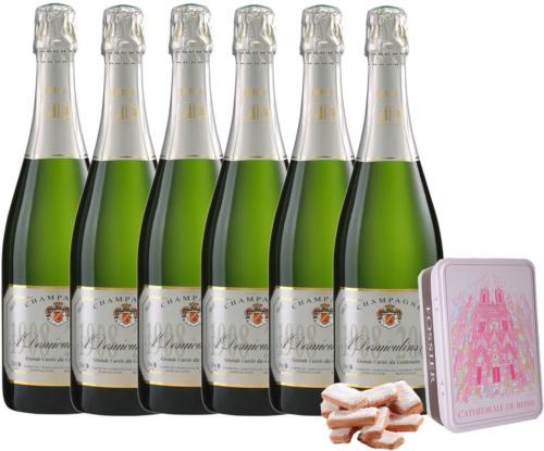 COLIS NOUVEL AN : 6 bouteilles GRANDE CUVÉE DU CENTENAIRE + 1 Grande Boîte métal BISCUITS ROSES CADEAU
