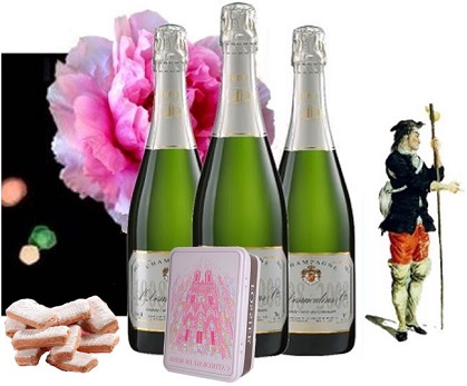COLIS NOUVEL AN : 6 bouteilles GRANDE CUVÉE DU CENTENAIRE + 1 Grande Boîte métal BISCUITS ROSES CADEAU