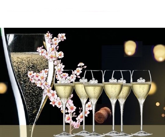 6 Flûtes à champagne écusson A. Desmoulins gravé