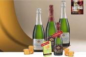 SURPRISES DE NOËL : 4 bouteilles Cuvée Centenaire Brut + 1 bouteille Cuvée Prestige Brut + 1 demi-bouteille Prestige OFFERTE + étui Sablés au Champagne OFFERT ! 