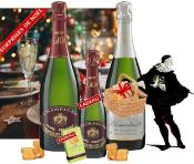 SURPRISES DE NOËL : 4 bouteilles Cuvée Centenaire Brut + 1 bouteille Cuvée Prestige Brut + 1 demi-bouteille Prestige OFFERTE + étui Sablés au Champagne OFFERT ! 